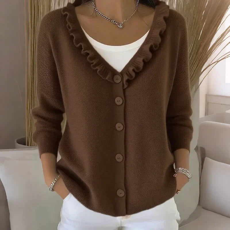 Agnese Borsani™ Cardigan con collo a balze per un'eleganza quotidiana