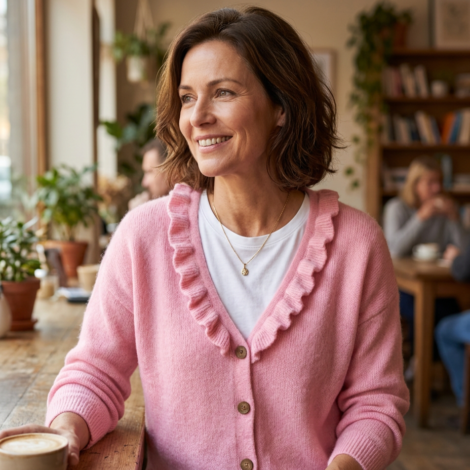 Agnese Borsani™ Cardigan con collo a balze per un'eleganza quotidiana