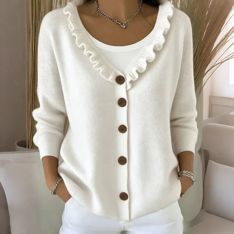 Agnese Borsani™ Cardigan con collo a balze per un'eleganza quotidiana