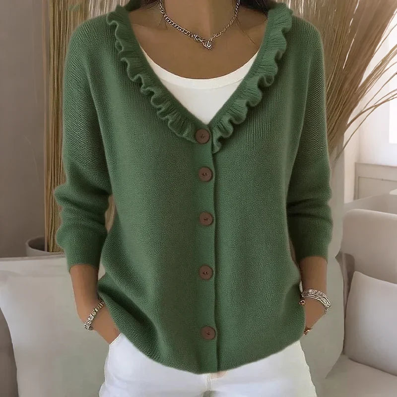 Agnese Borsani™ Cardigan con collo a balze per un'eleganza quotidiana