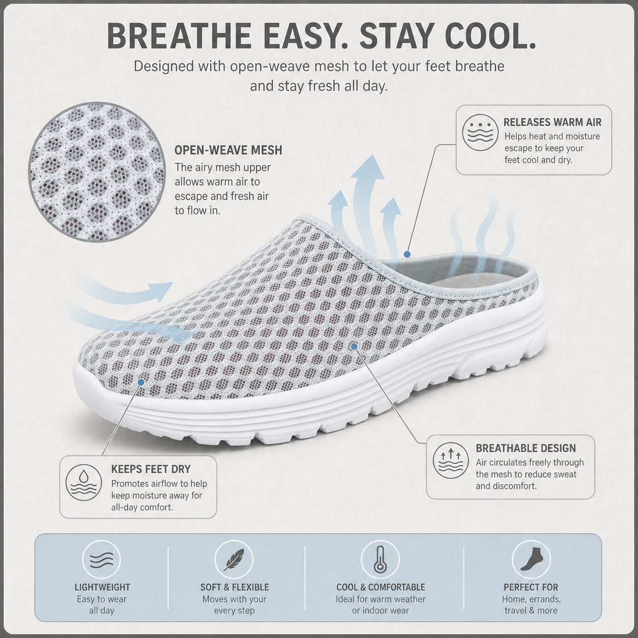 AiroStep™ Pantofole traspiranti per un fresco comfort