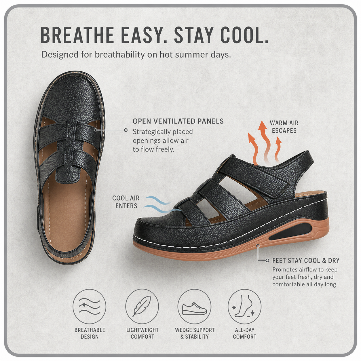 AiryStep™ Sandali con zeppa traspiranti per un comfort tutto il giorno