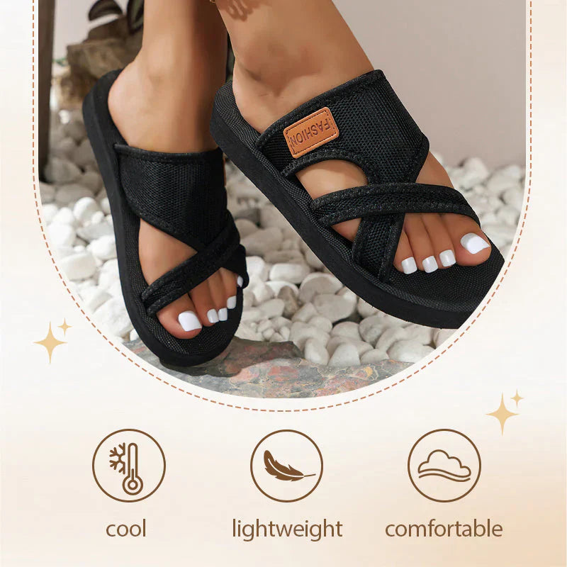Alessia Gambaro™ Sandali slide con fasce incrociate per uno stile quotidiano senza sforzo