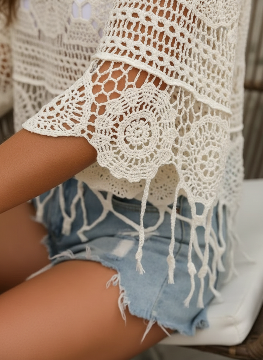 Alessia Lattanzi™ Copricostume boho smerlato per uno stile mare senza sforzo