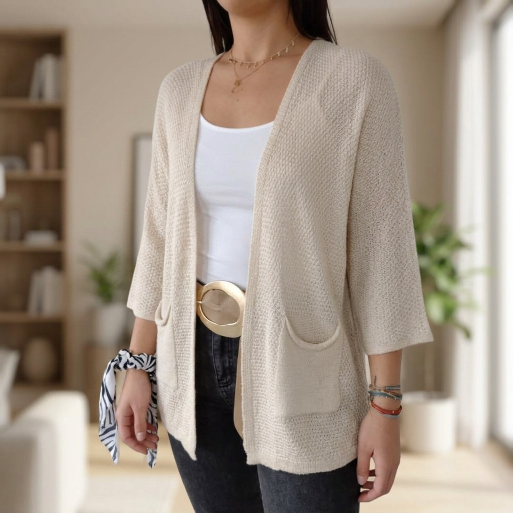 Alessia Marino™ cardigan layering a maniche 3/4 senza sforzo