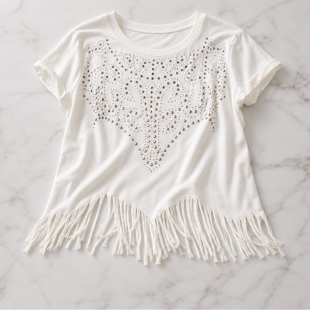 Alfonsina Alberti™ T-shirt everyday a maniche corte con orlo sfrangiato