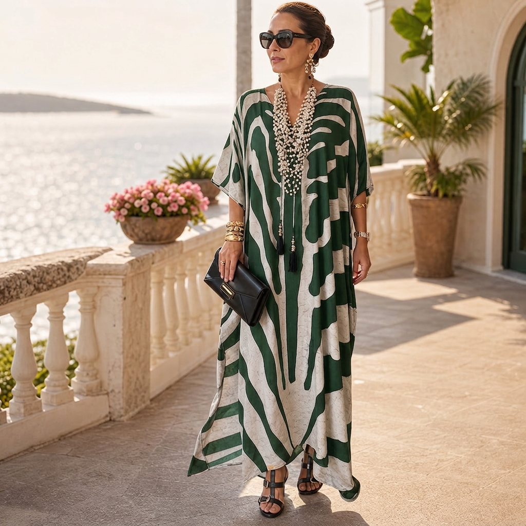 Amelia Leoncini™ Vestito kaftan fluido per uno stile estivo senza sforzo