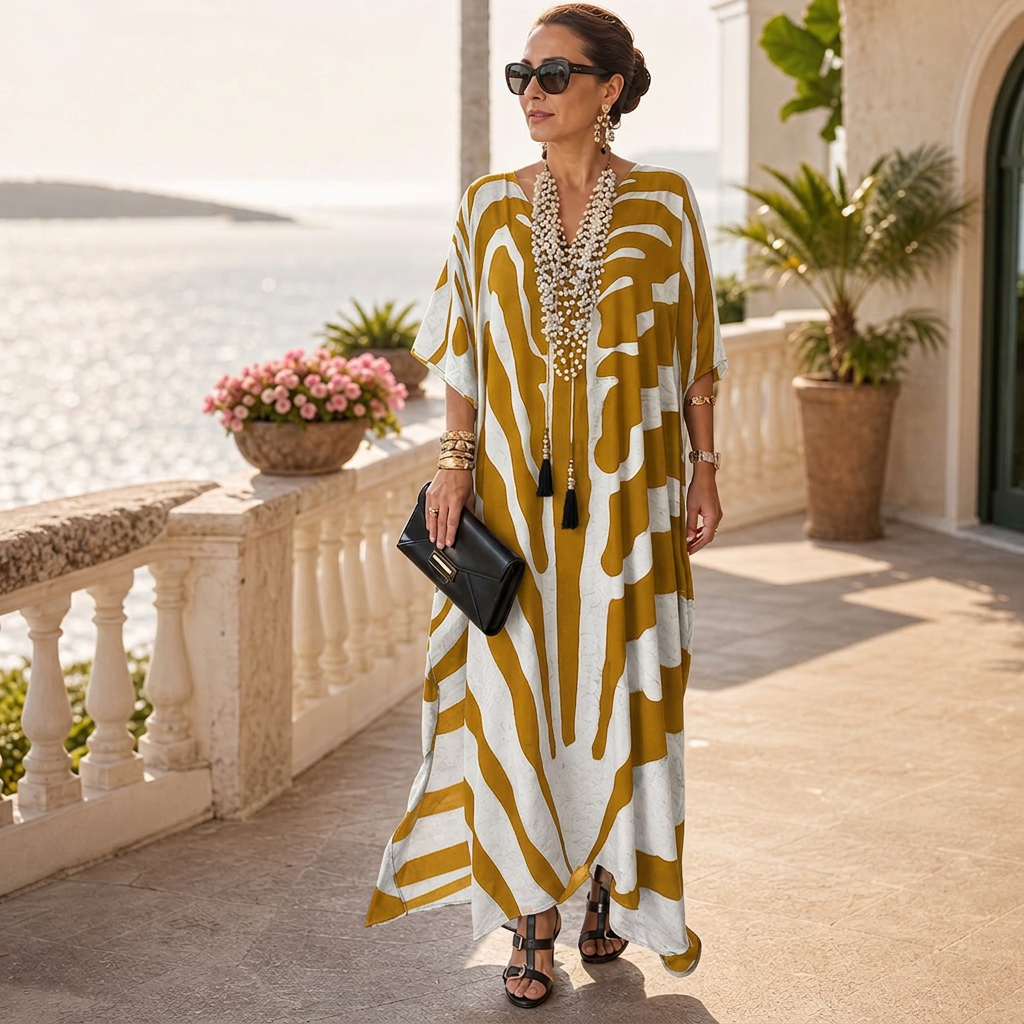 Amelia Leoncini™ Vestito kaftan fluido per uno stile estivo senza sforzo