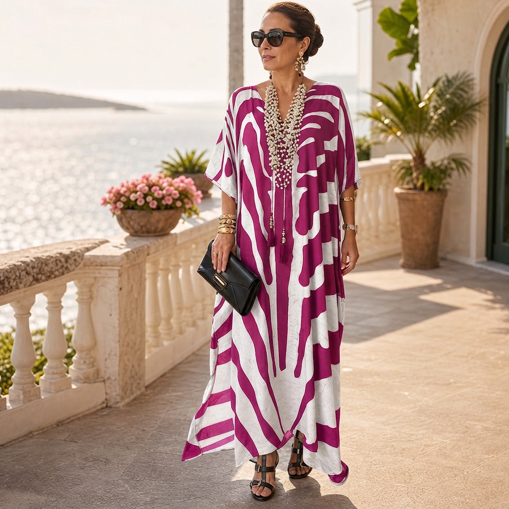 Amelia Leoncini™ Vestito kaftan fluido per uno stile estivo senza sforzo