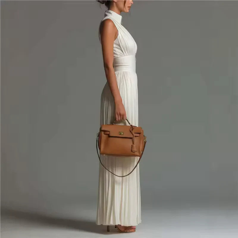 Andreina Amato™ Tuta elegante in chiffon a gamba larga con pannelli plissettati