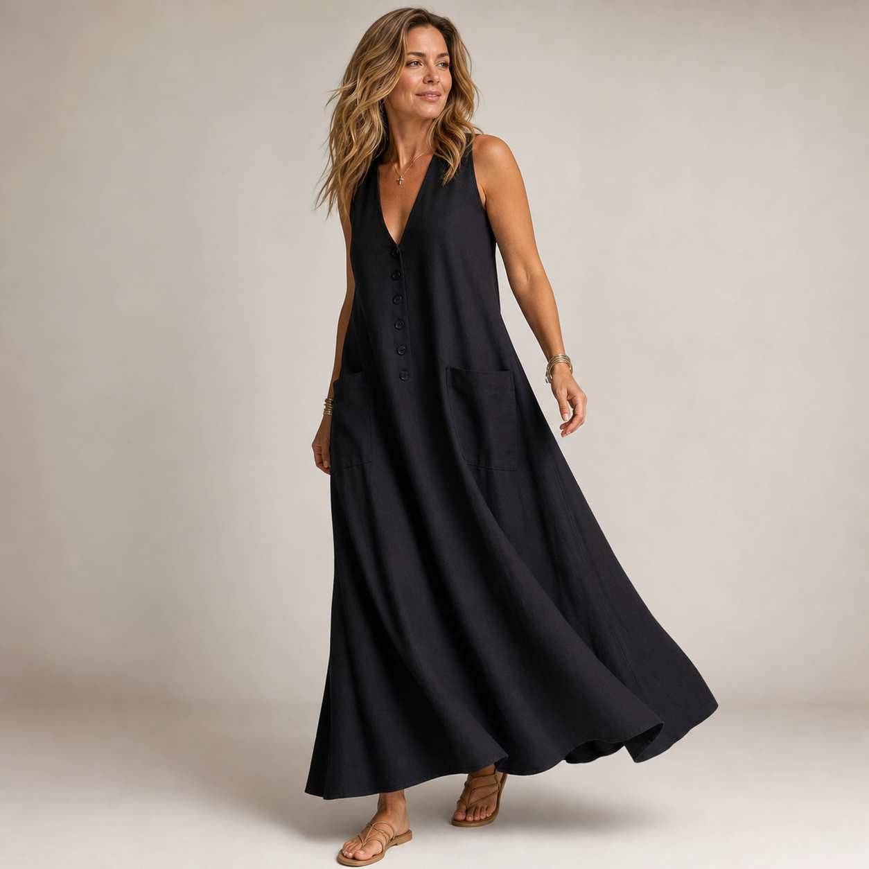 Andreina Liberati™ Vestito maxi senza maniche versatile per le giornate calde