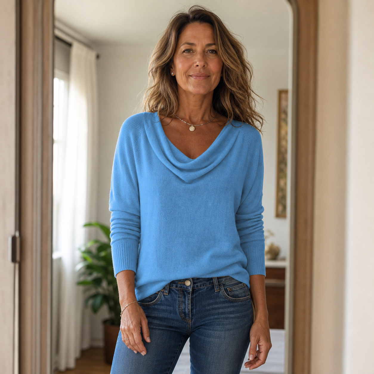 Angelica Linari™ Maglione con collo drappeggiato per uno stile senza sforzo