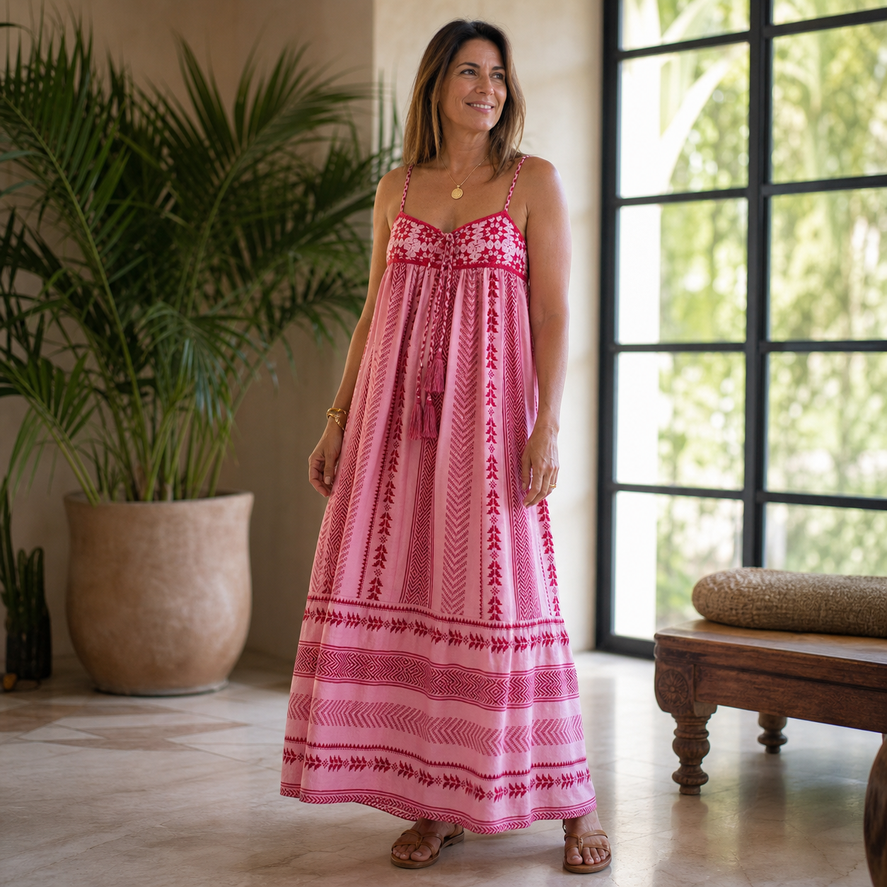 Anita Locatelli™ Vestito maxi boho fluido per le vacanze