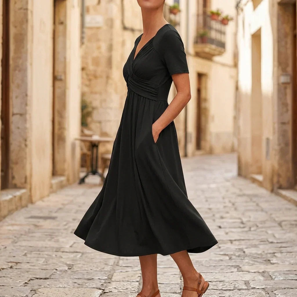 Anita Monterosso™ Abito scollo a V dal taglio valorizzante per un'eleganza senza sforzo