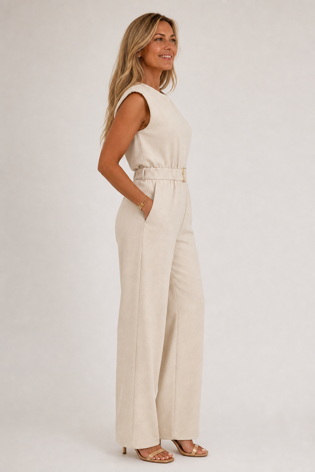 Annunziata Anastasi™ Elegant Belted Jumpsuit, Sleeveless