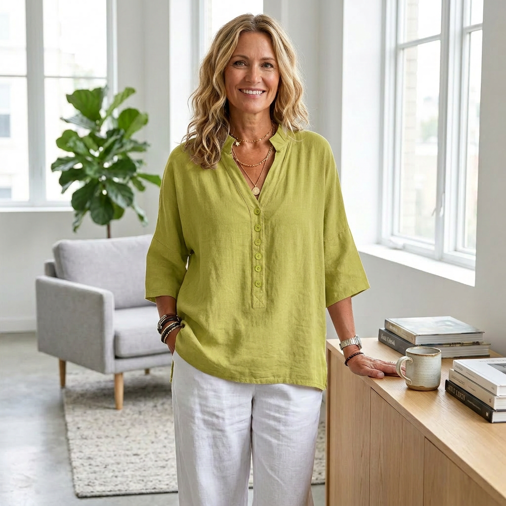 Antonia Morello™ Blusa traspirante con bottoni a manica corta