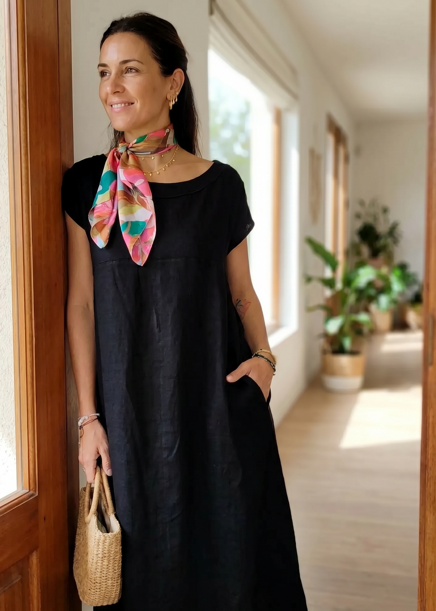 Aurelia Colombo™ Abito quotidiano in cotone e lino traspirante