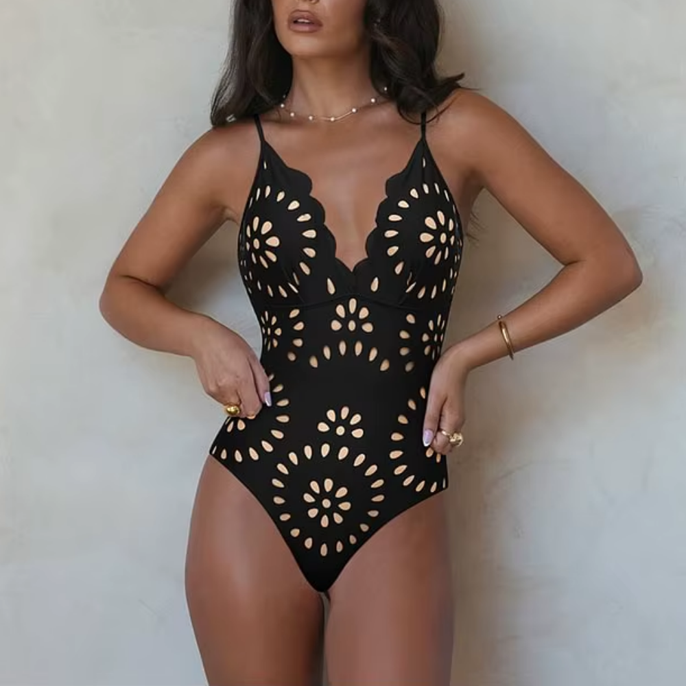 Azzurra Angelini™ Costume intero floreale con occhielli e maxi gonna