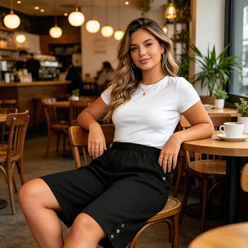 Azzurra Mottola™ Pantaloni capri comodi con vita elastica