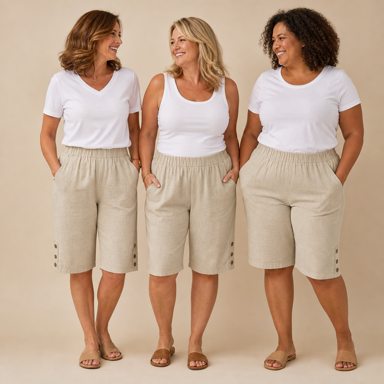 Azzurra Mottola™ Pantaloni capri comodi con vita elastica