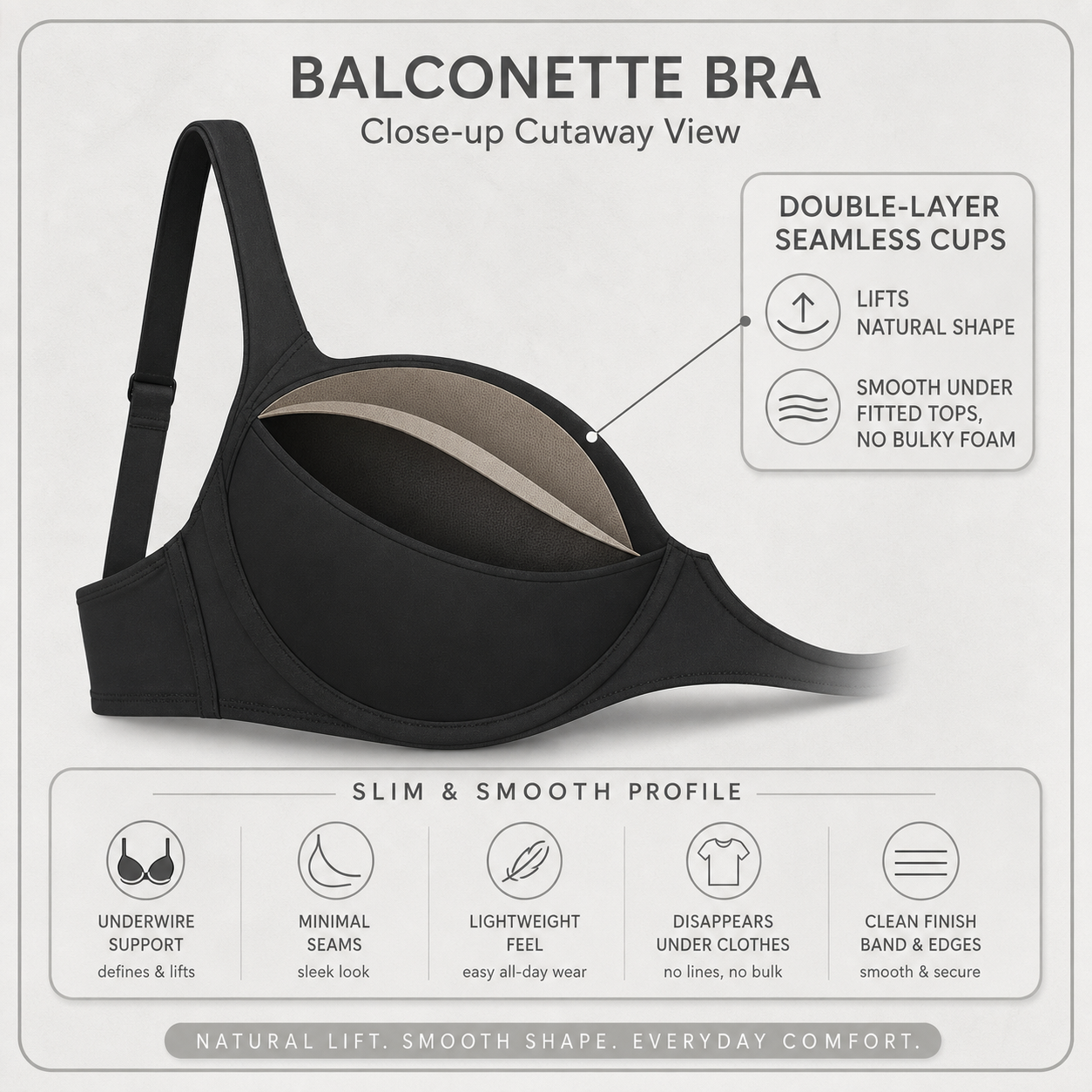 Balconessa™ Reggiseno balconette senza cuciture per un sostegno invisibile