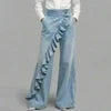 Barbara Acquaviva™ Pantaloni a vita alta con volant da donna