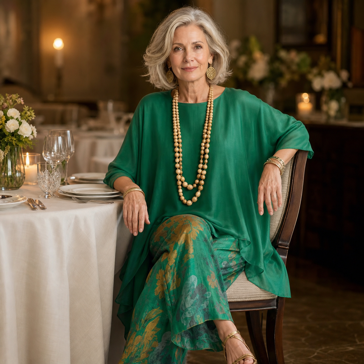 Barbara Girardi™ Completo elegante con stampa floreale per occasioni speciali
