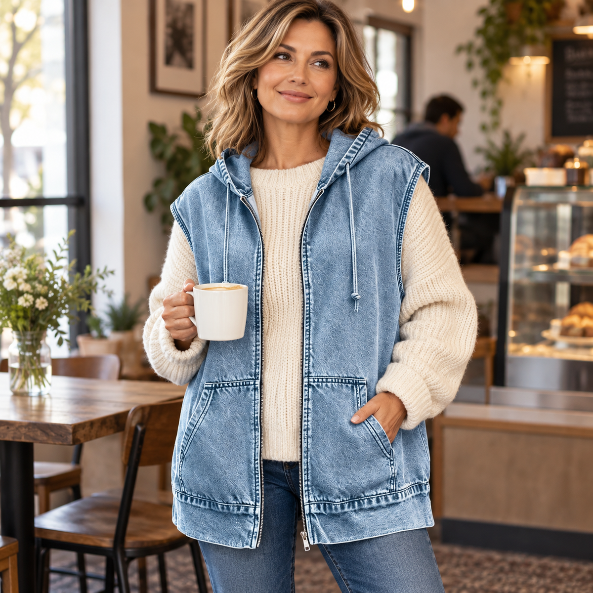 Beniamina Fazio™ Gilet con cappuccio per uno stile stagionale senza sforzo