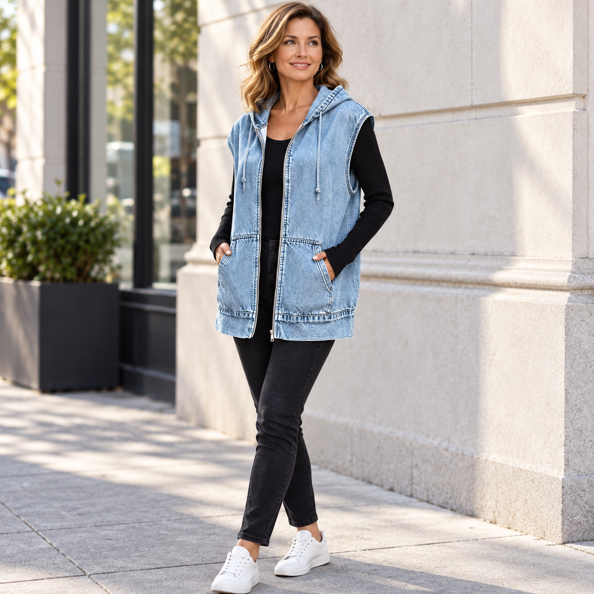 Beniamina Fazio™ Gilet con cappuccio per uno stile stagionale senza sforzo