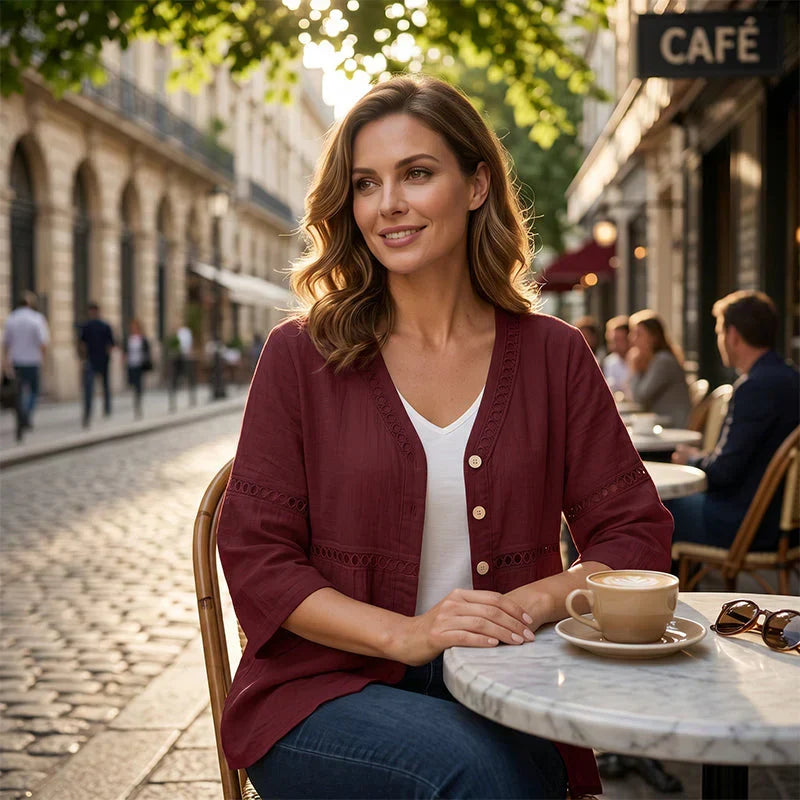 Bettina Todaro™ Blusa in pizzo con scollo a V elegante per tutti i giorni