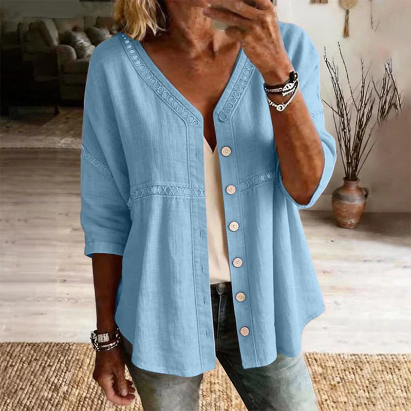 Bettina Todaro™ Blusa in pizzo con scollo a V elegante per tutti i giorni