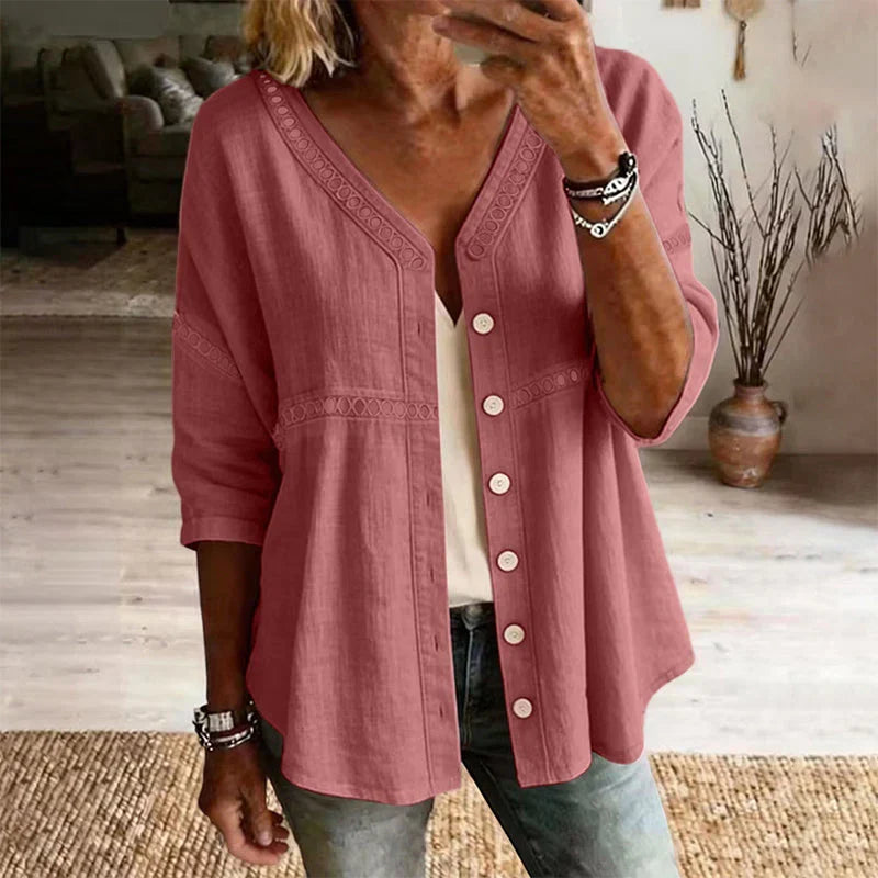 Bettina Todaro™ Blusa in pizzo con scollo a V elegante per tutti i giorni