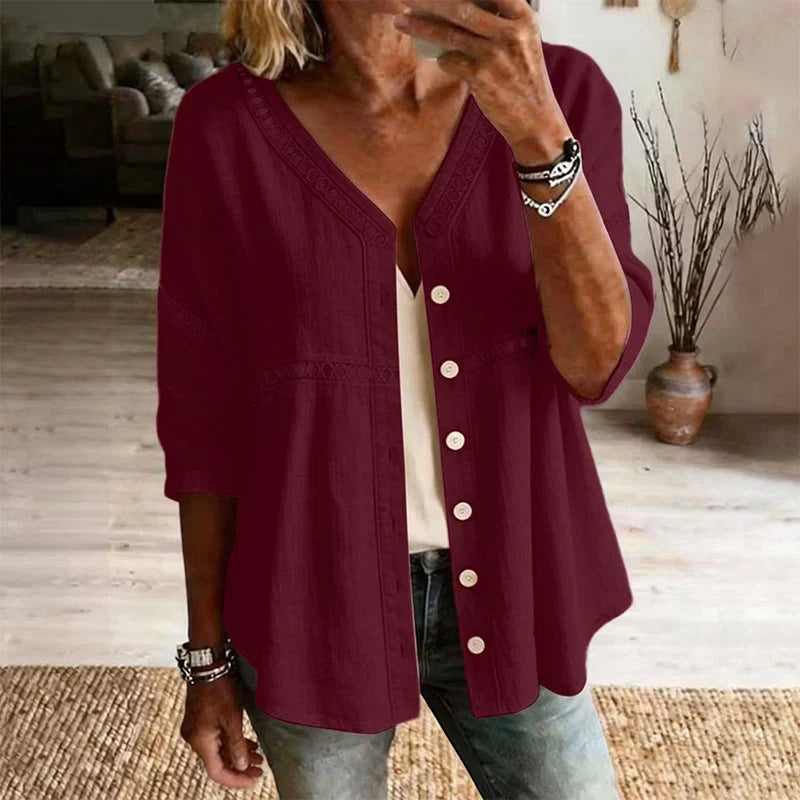 Bettina Todaro™ Blusa in pizzo con scollo a V elegante per tutti i giorni