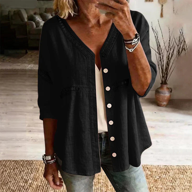 Bettina Todaro™ Blusa in pizzo con scollo a V elegante per tutti i giorni