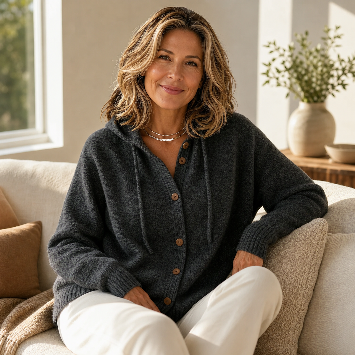 Bianca Bonarrigo™ Cardigan con cappuccio morbido per layering facile