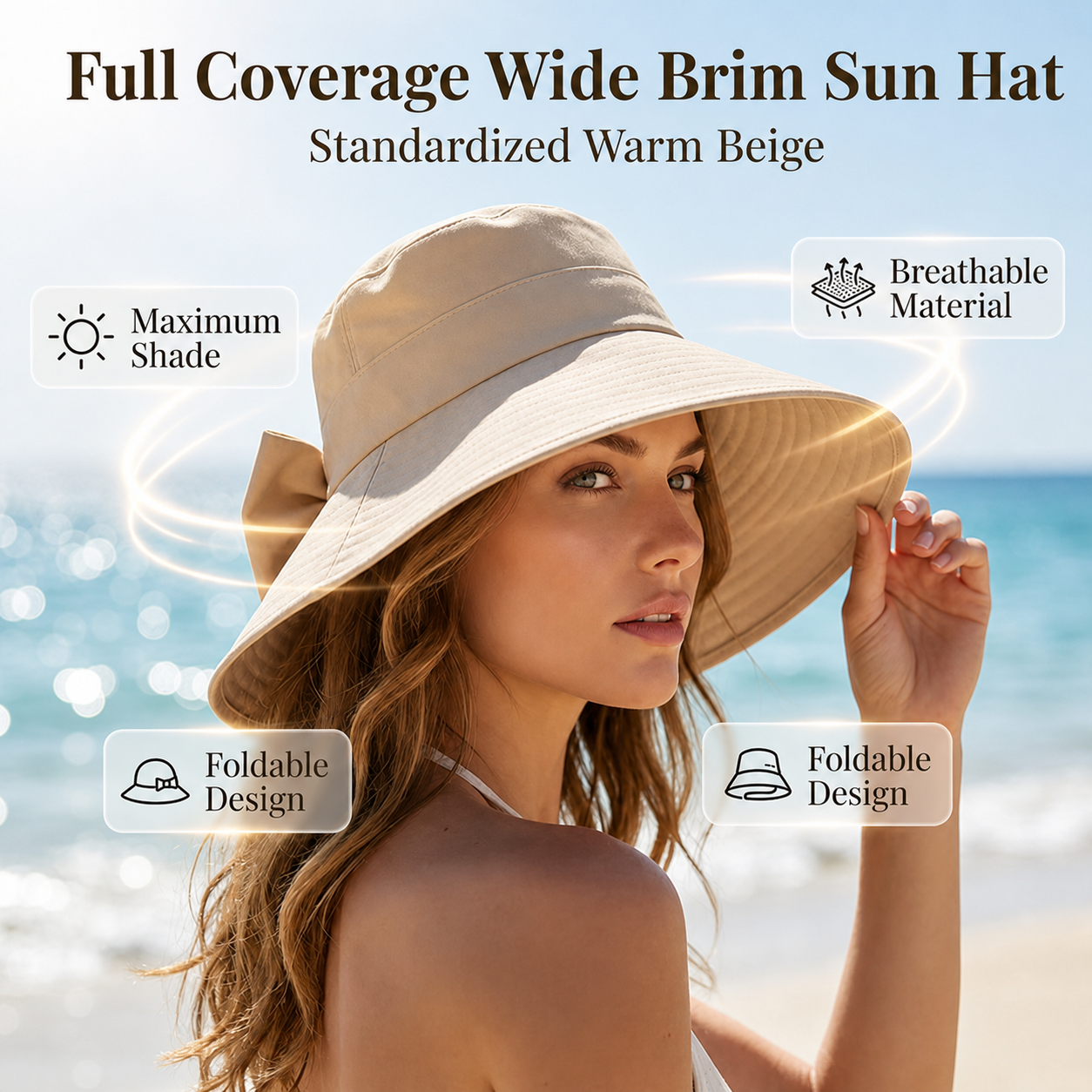 Brielle Sole™ Cappello a tesa larga con fiocco per la protezione solare