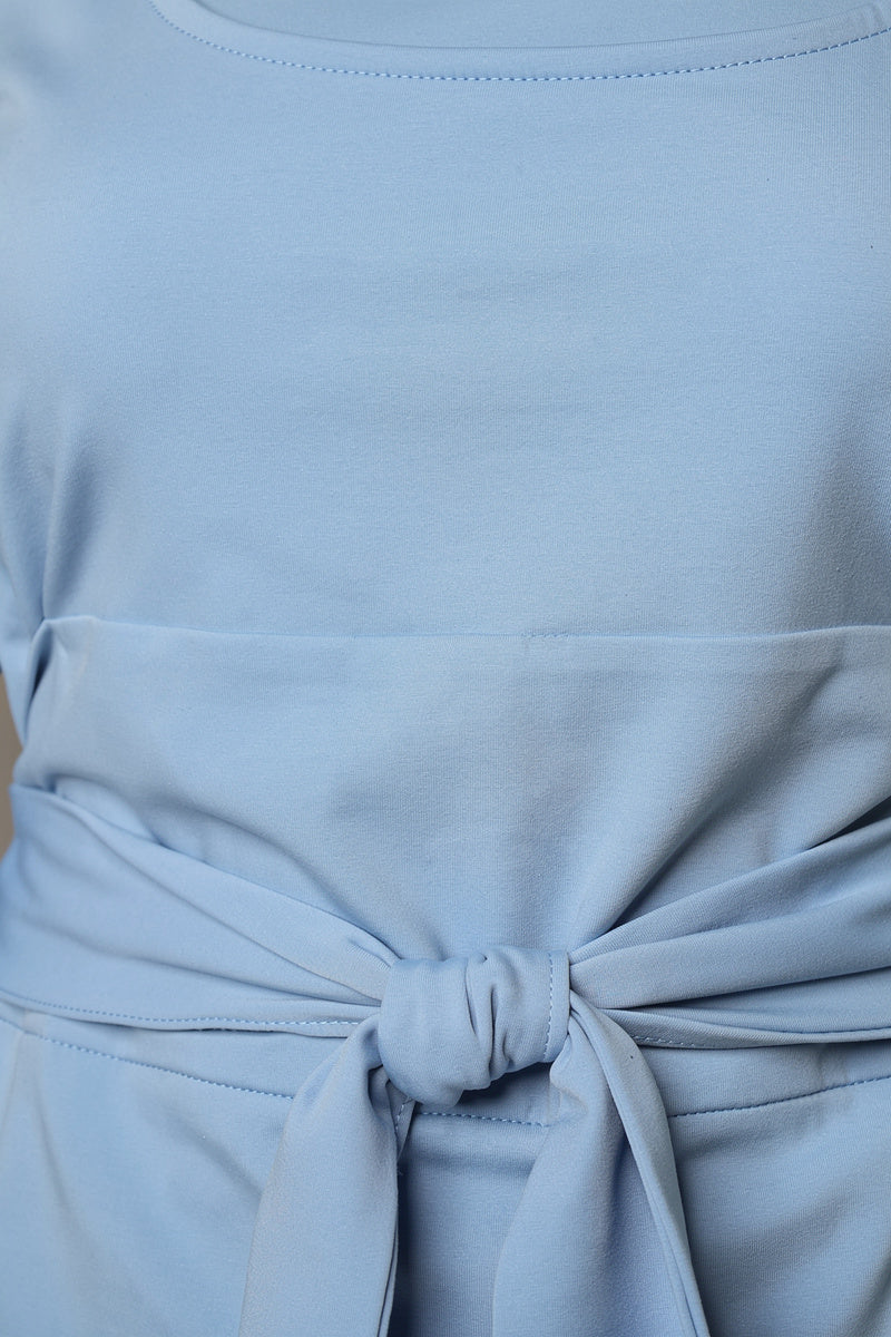 Brigida Argento™ Blusa con collo a barca e vita annodata
