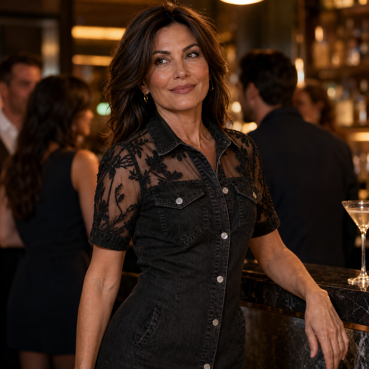 Brigida Nardelli™ Miniabito in pizzo trasparente per serate speciali