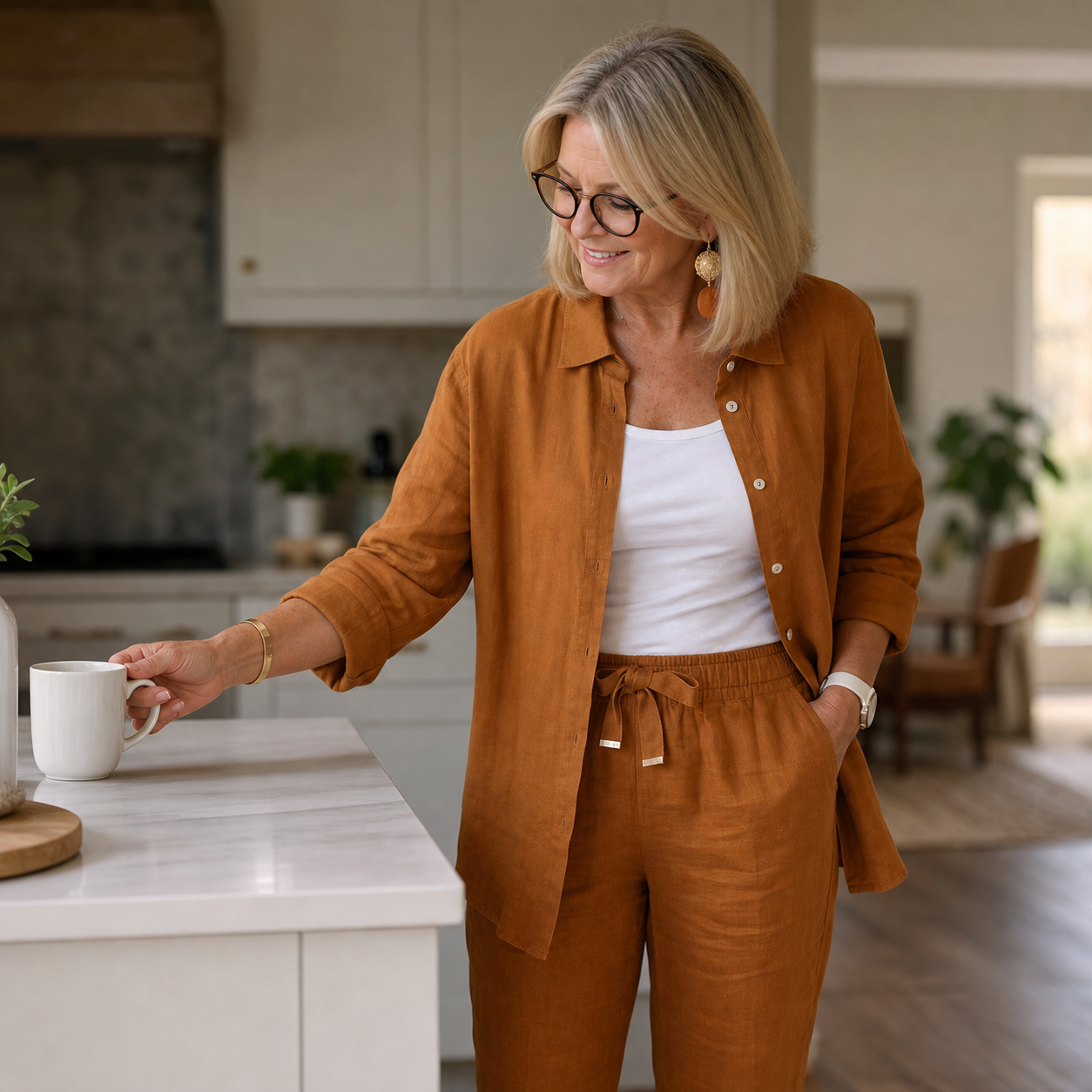 Camilla Manfredi™ Completo camicia e pantaloni leggero per le giornate calde