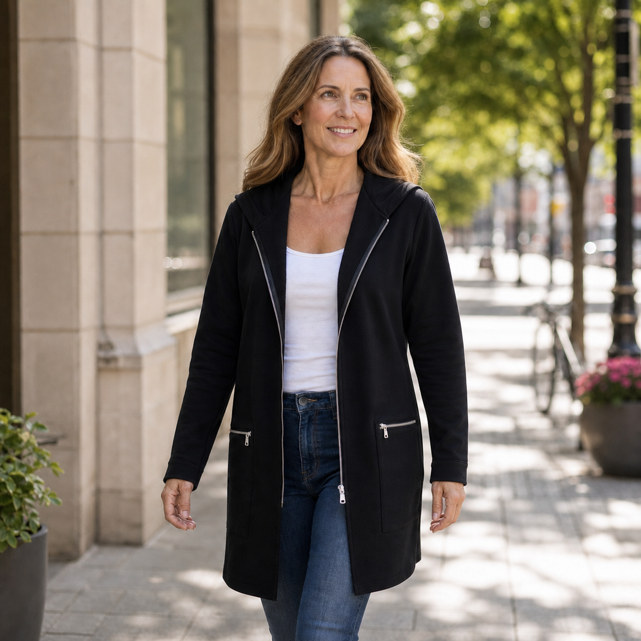 Candida Barchetti™ Giacca con cappuccio e zip per look a strati quotidiani