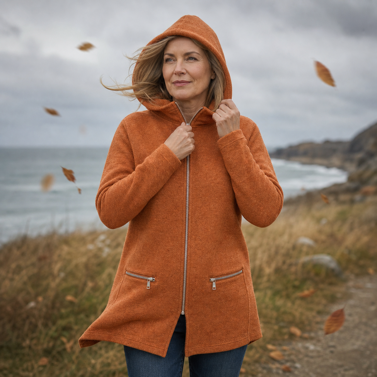 Candida Barchetti™ Giacca con cappuccio e zip per look a strati quotidiani
