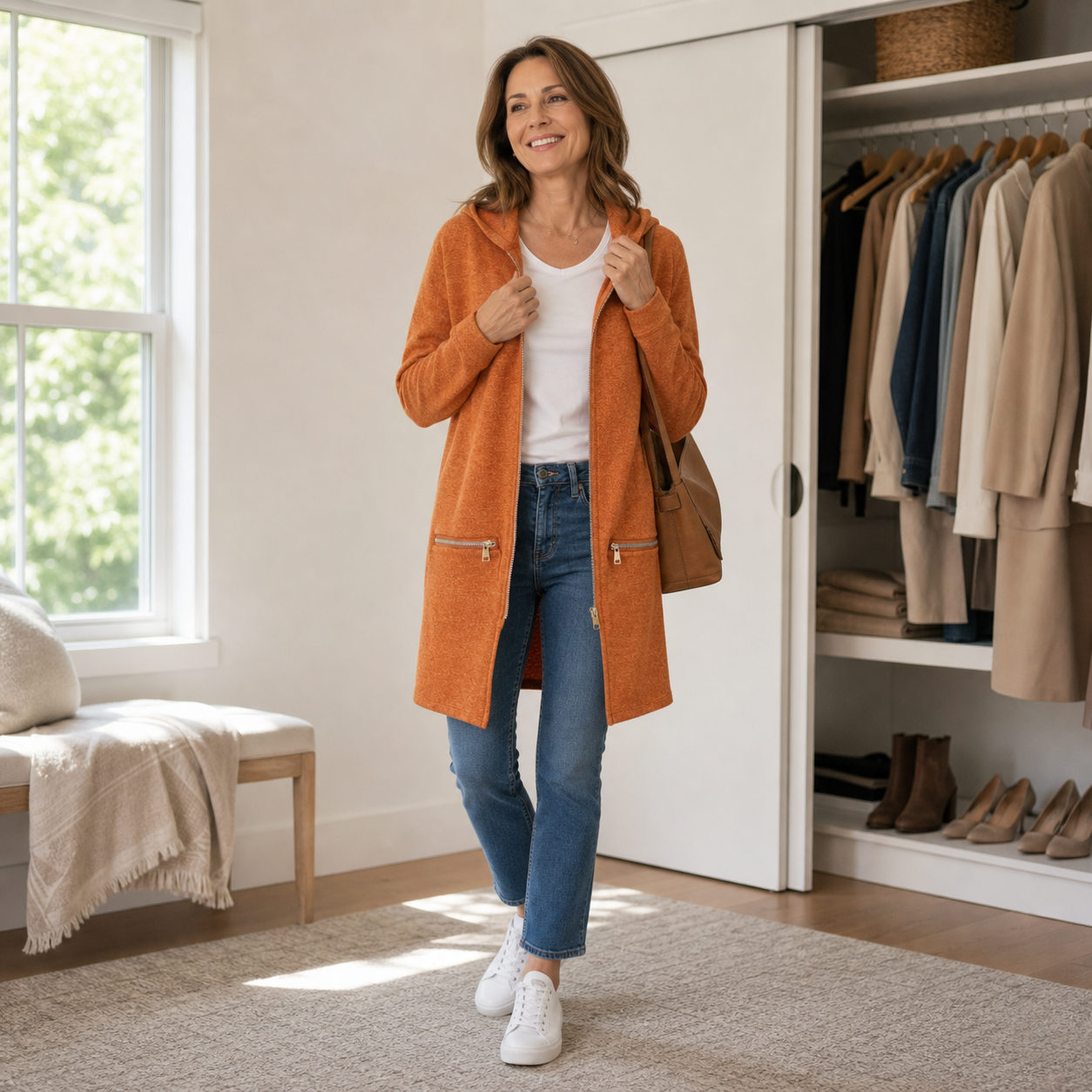 Candida Barchetti™ Giacca con cappuccio e zip per look a strati quotidiani