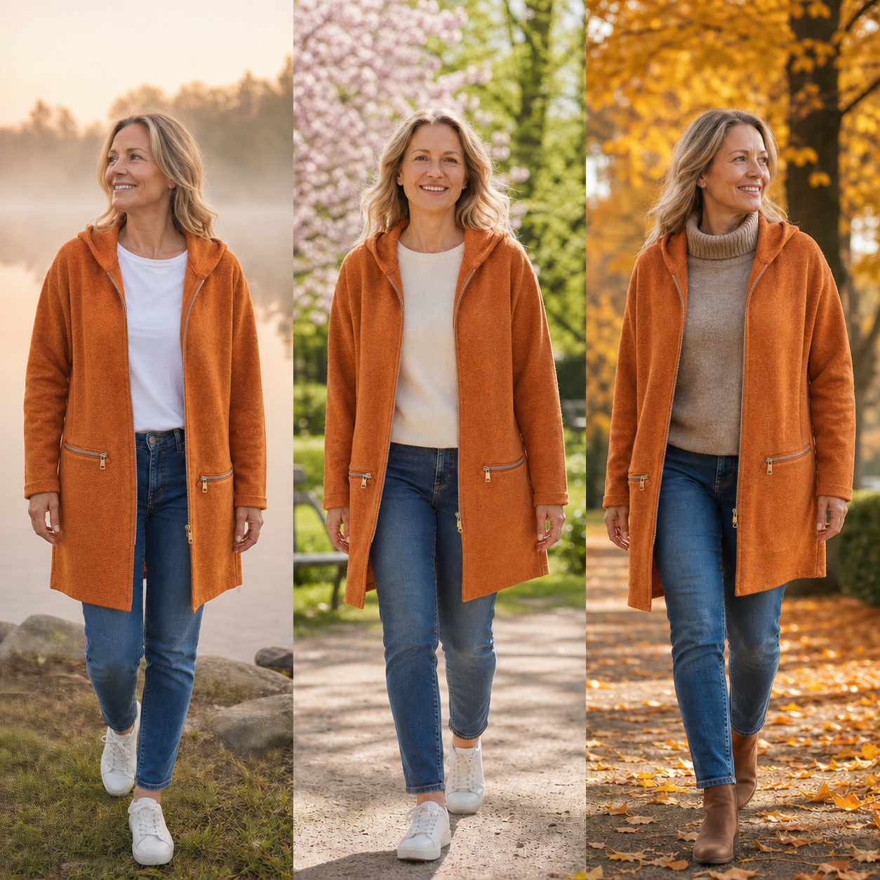 Candida Barchetti™ Giacca con cappuccio e zip per look a strati quotidiani