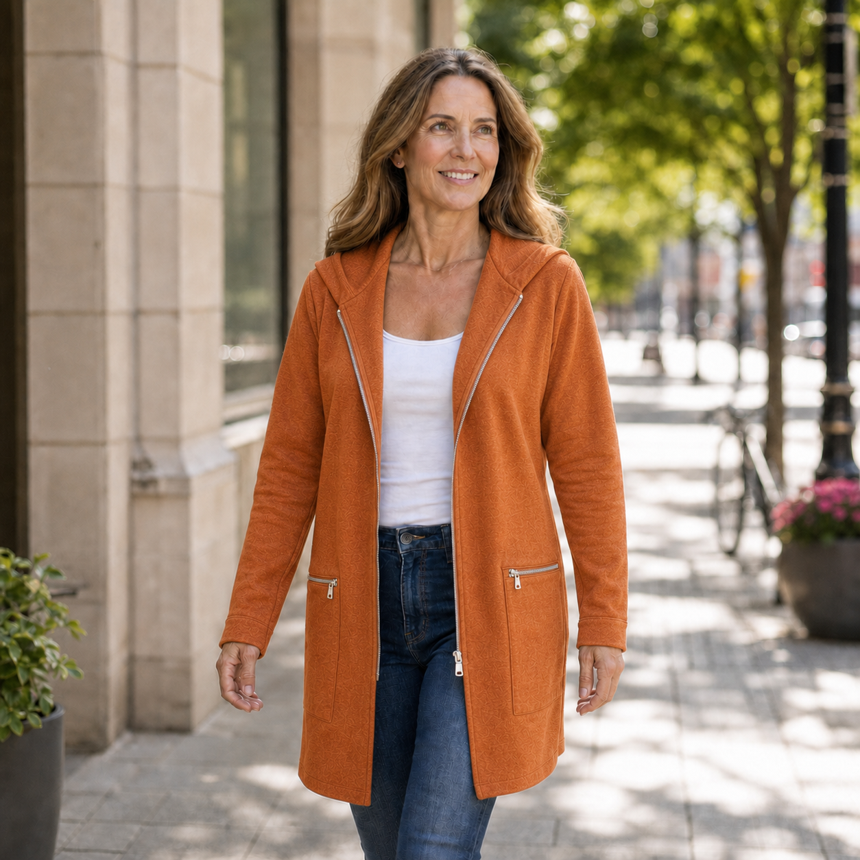 Candida Barchetti™ Giacca con cappuccio e zip per look a strati quotidiani