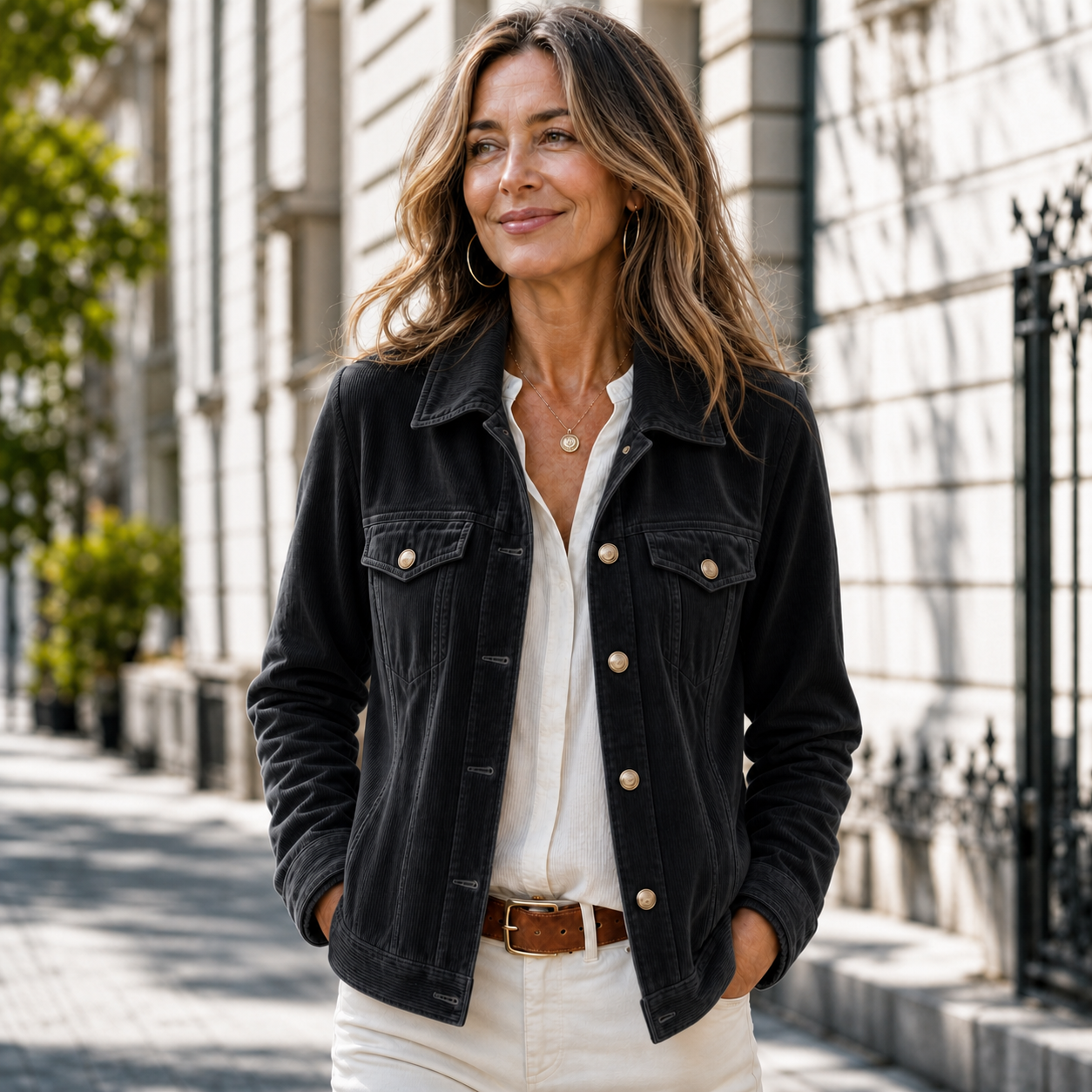Candida Baronetti™ Giacca con bottoni versatile dal lavaggio vintage