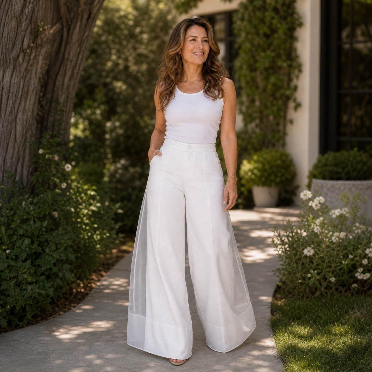 Candida Nerini™ Pantaloni a gamba larga con patchwork elegante