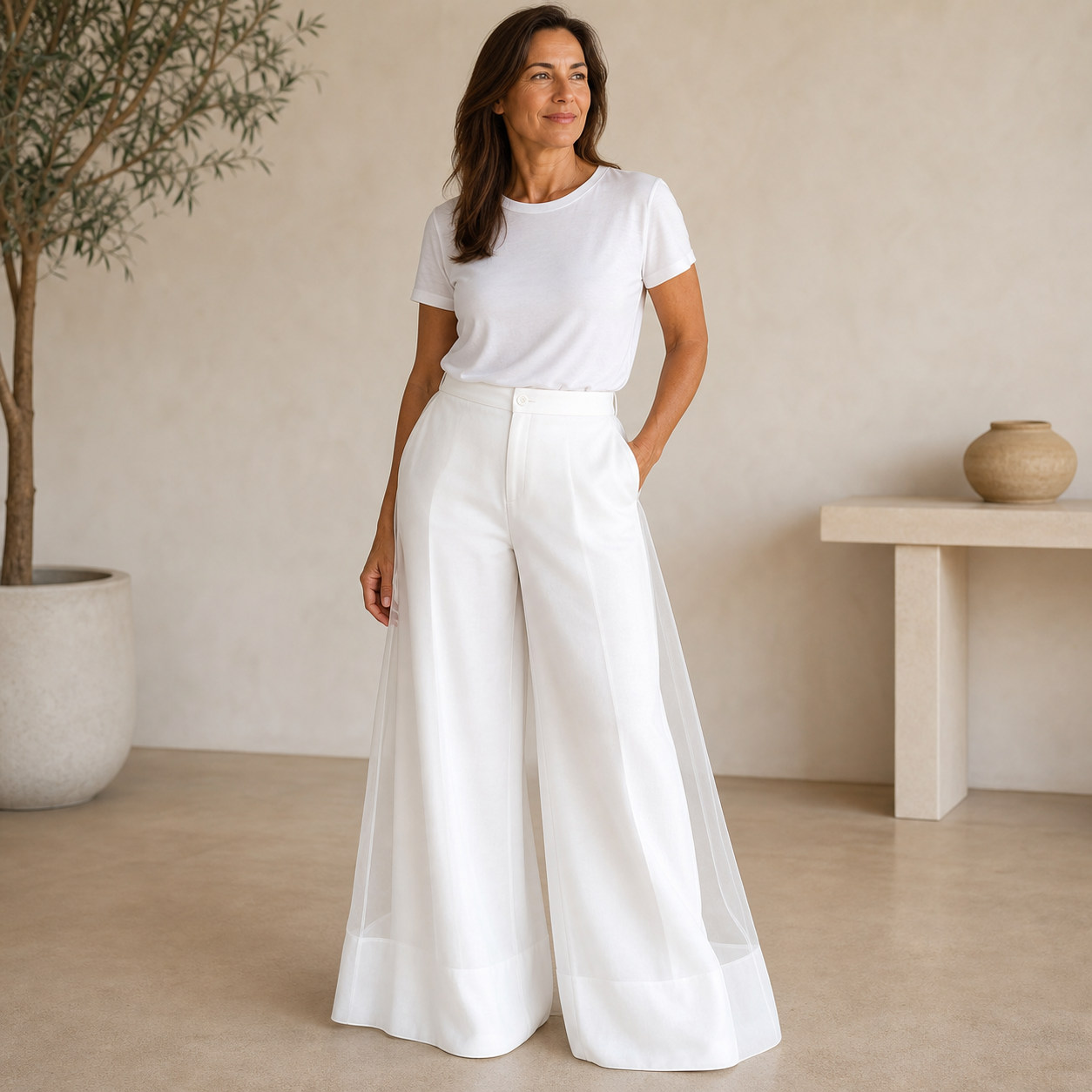 Candida Nerini™ Pantaloni a gamba larga con patchwork elegante