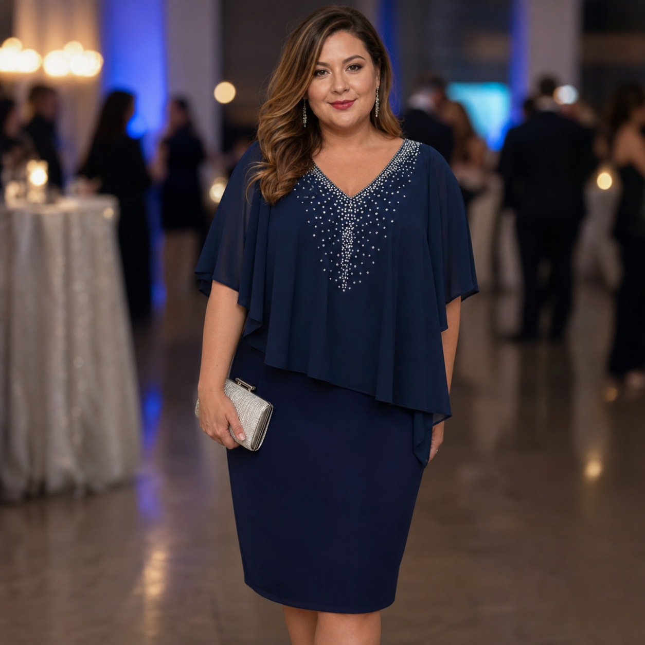 Candida Scaglione™ Abito elegante con strass che valorizza le curve