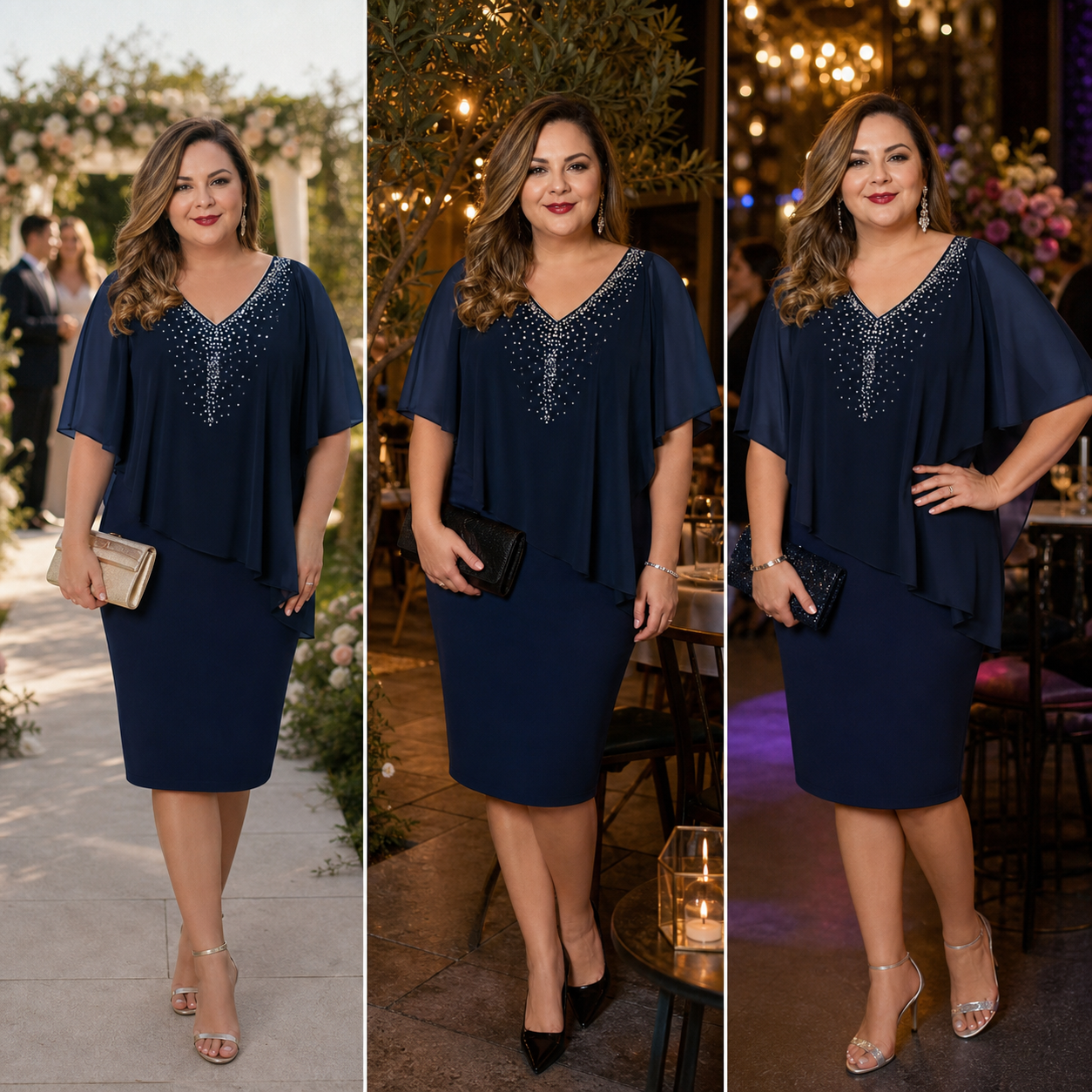 Candida Scaglione™ Abito elegante con strass che valorizza le curve