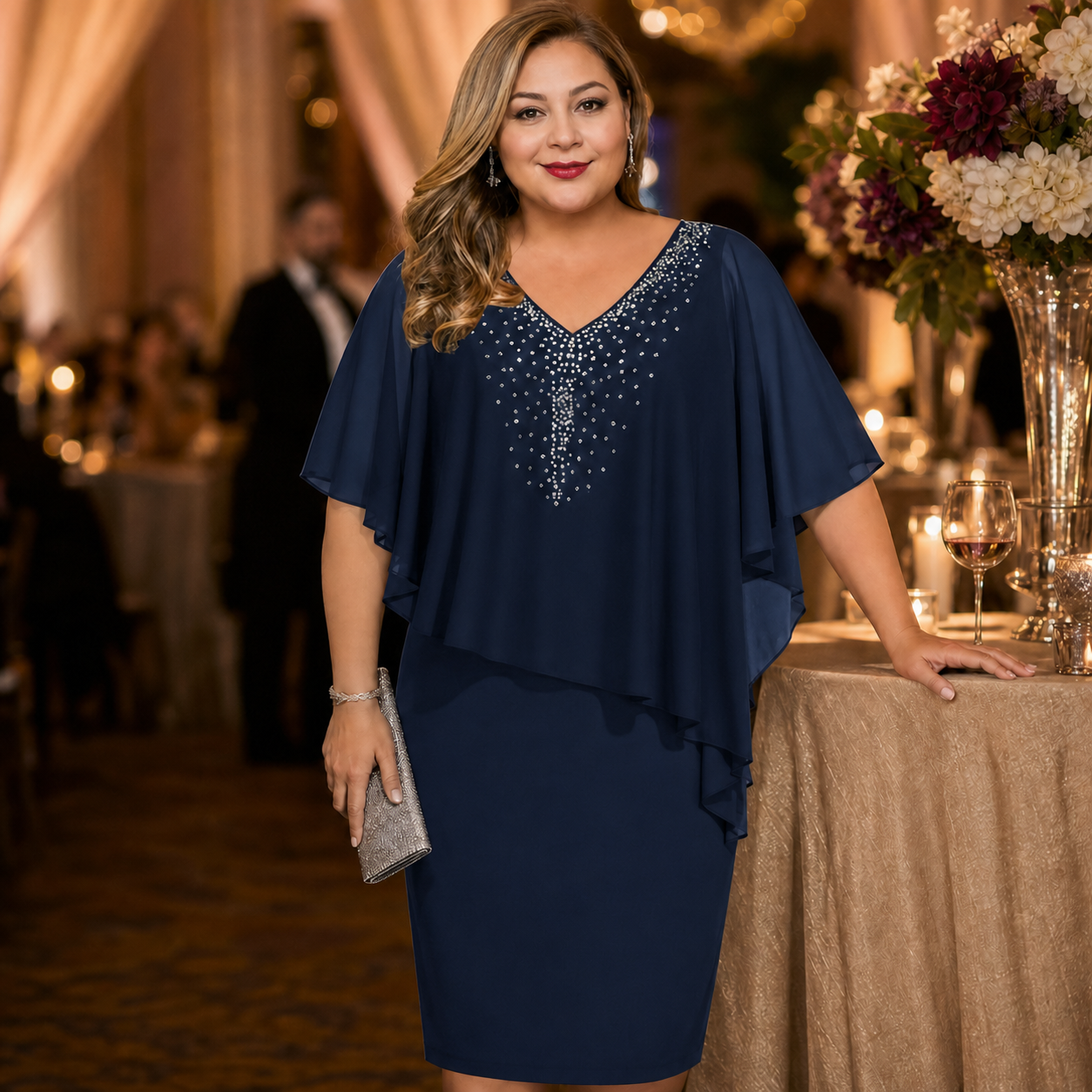Candida Scaglione™ Abito elegante con strass che valorizza le curve